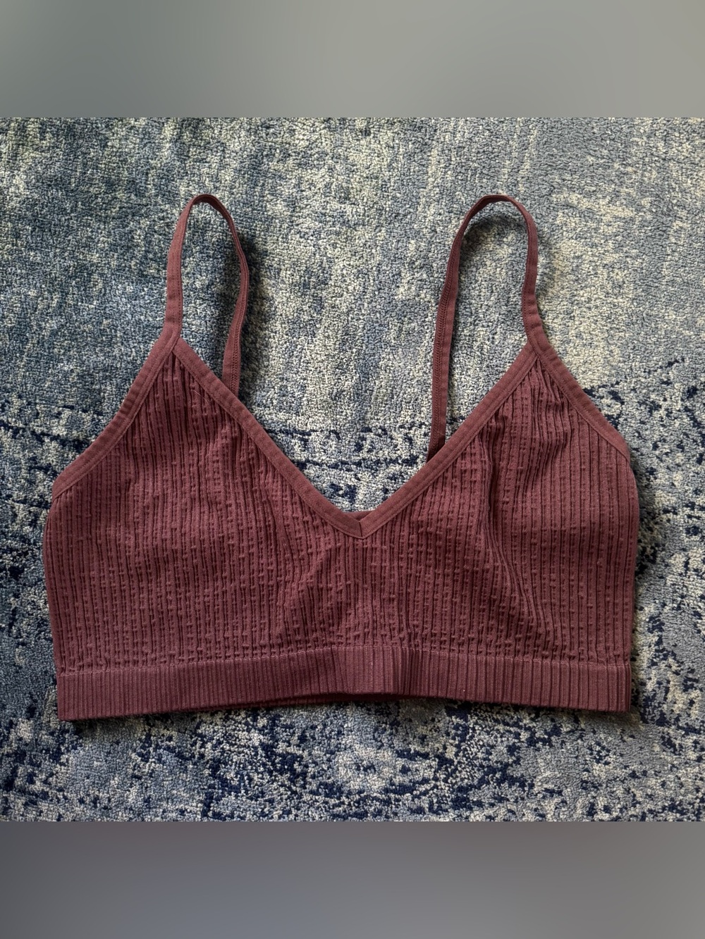 Women’s (L) Brown Ribbed Bralette, Bra